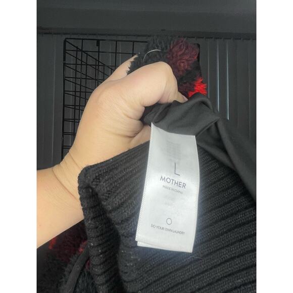 MOTHER The Funnel Neck Ribbed Checked Teddy Jacket Size L - Picture 5 of 6